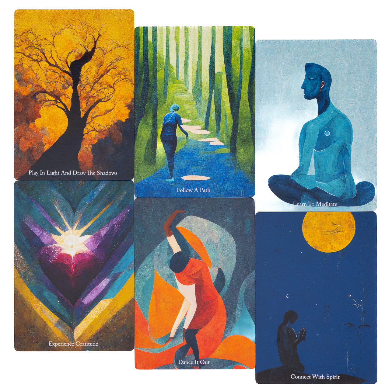 Nourish cards and book by Hillriegel, Moreno, and Wald. 50 prompts for self-care, healing, and growth.